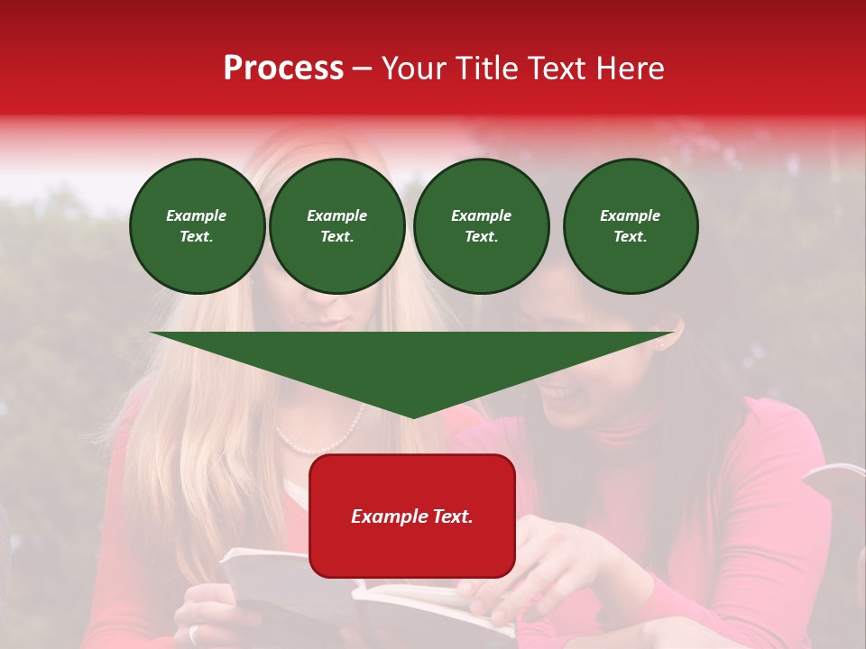 Two Women Are Looking At A Book Together PowerPoint Template