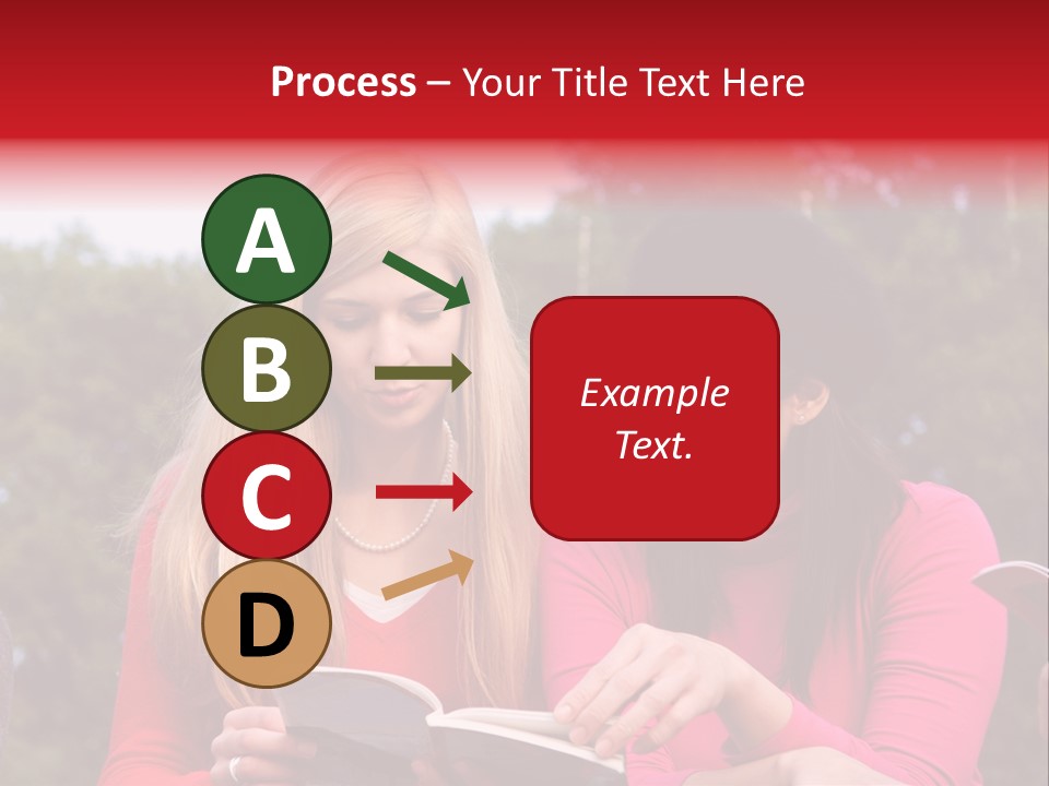 Two Women Are Looking At A Book Together PowerPoint Template