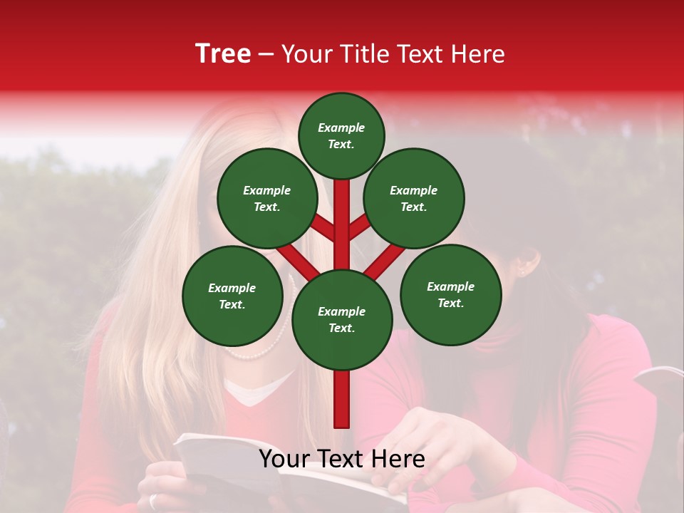 Two Women Are Looking At A Book Together PowerPoint Template