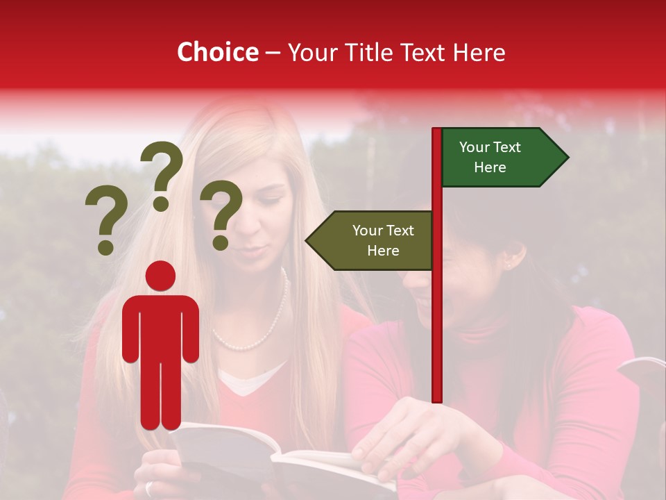 Two Women Are Looking At A Book Together PowerPoint Template