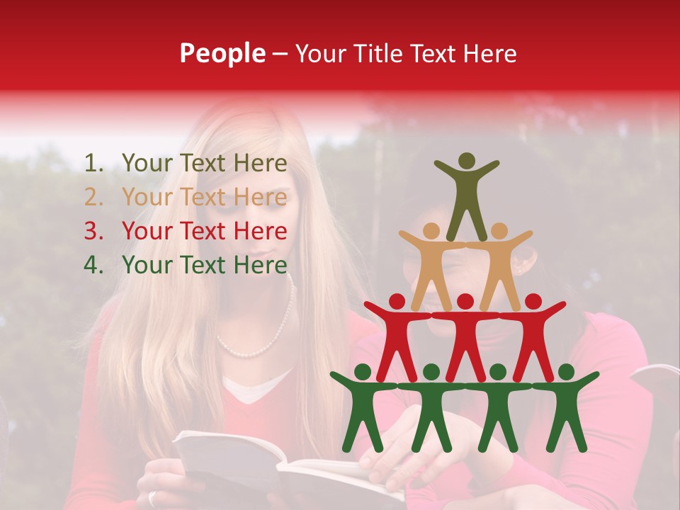 Two Women Are Looking At A Book Together PowerPoint Template