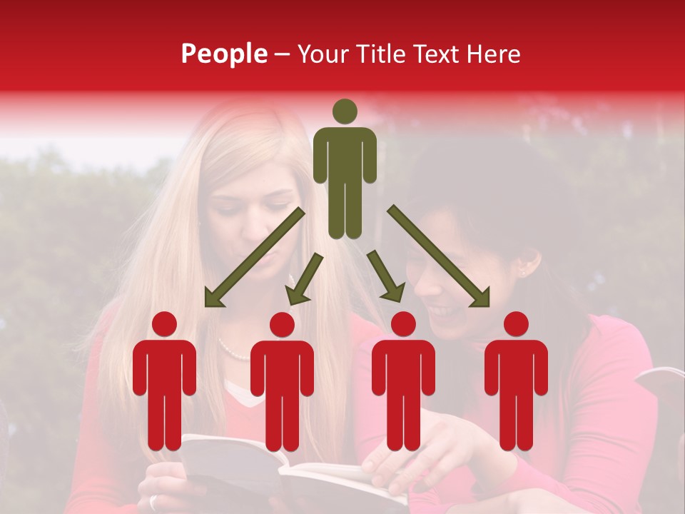 Two Women Are Looking At A Book Together PowerPoint Template