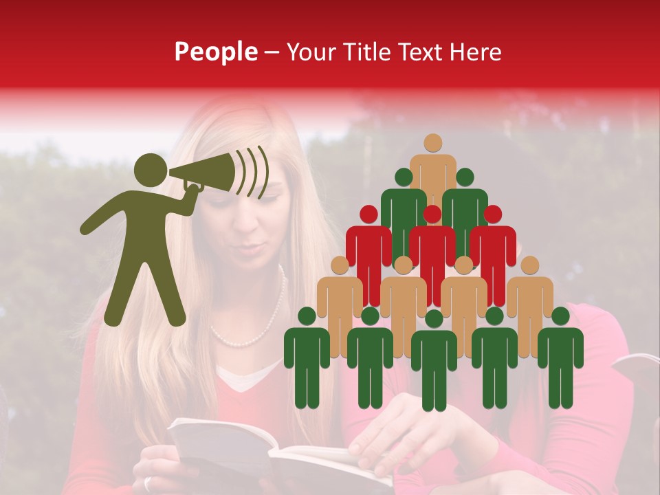 Two Women Are Looking At A Book Together PowerPoint Template