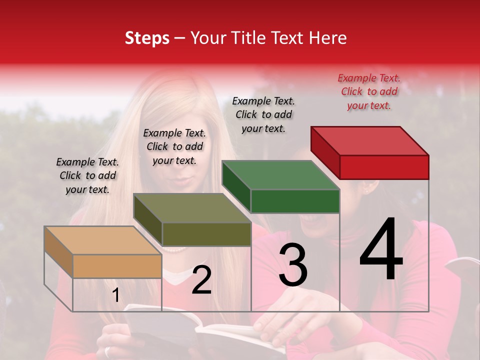 Two Women Are Looking At A Book Together PowerPoint Template