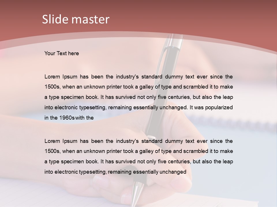 A Person Writing On A Notepad With A Pen PowerPoint Template