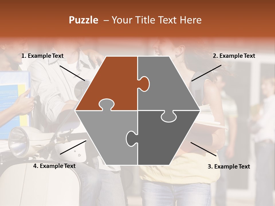 A Group Of People Standing Around A Scooter PowerPoint Template