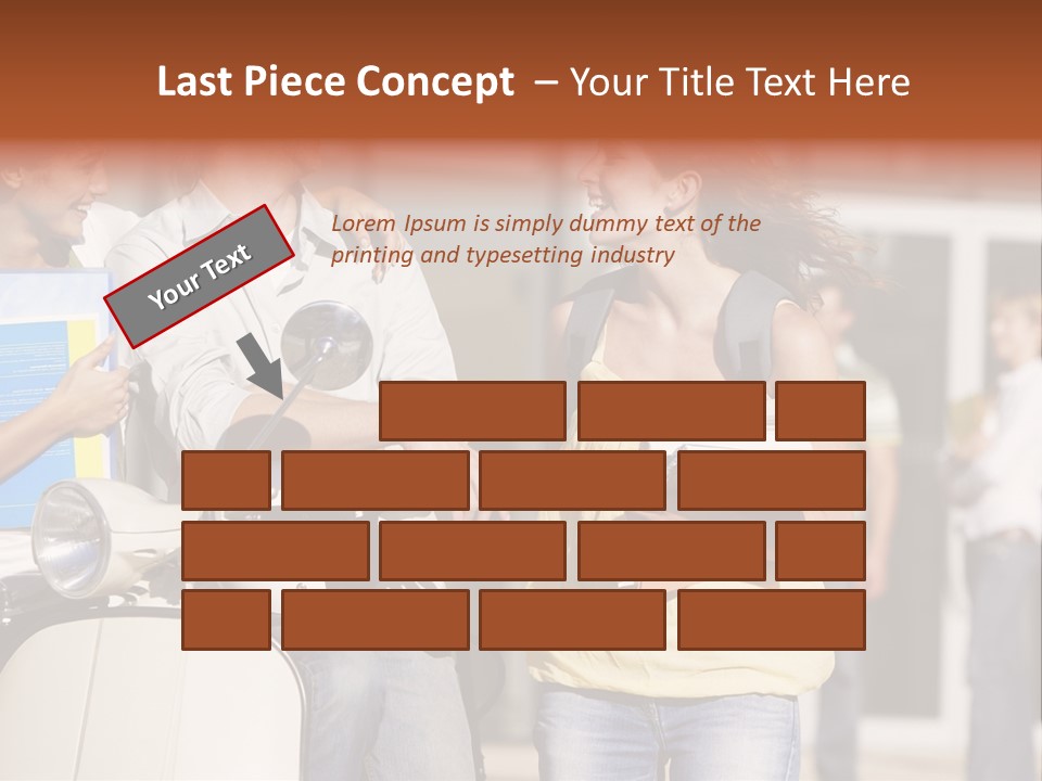 A Group Of People Standing Around A Scooter PowerPoint Template