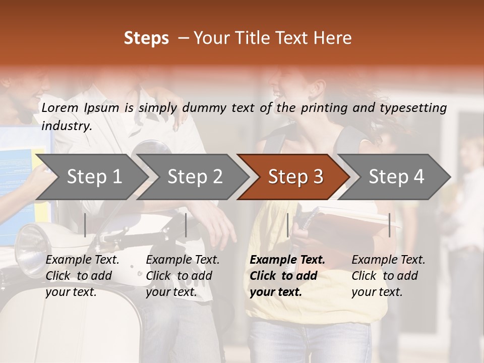 A Group Of People Standing Around A Scooter PowerPoint Template