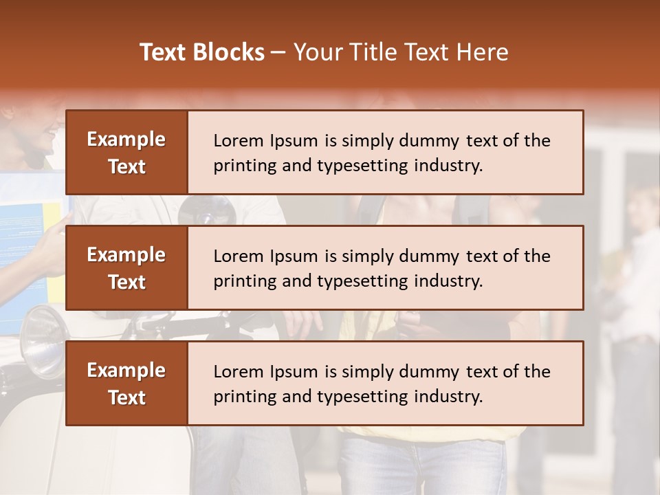 A Group Of People Standing Around A Scooter PowerPoint Template
