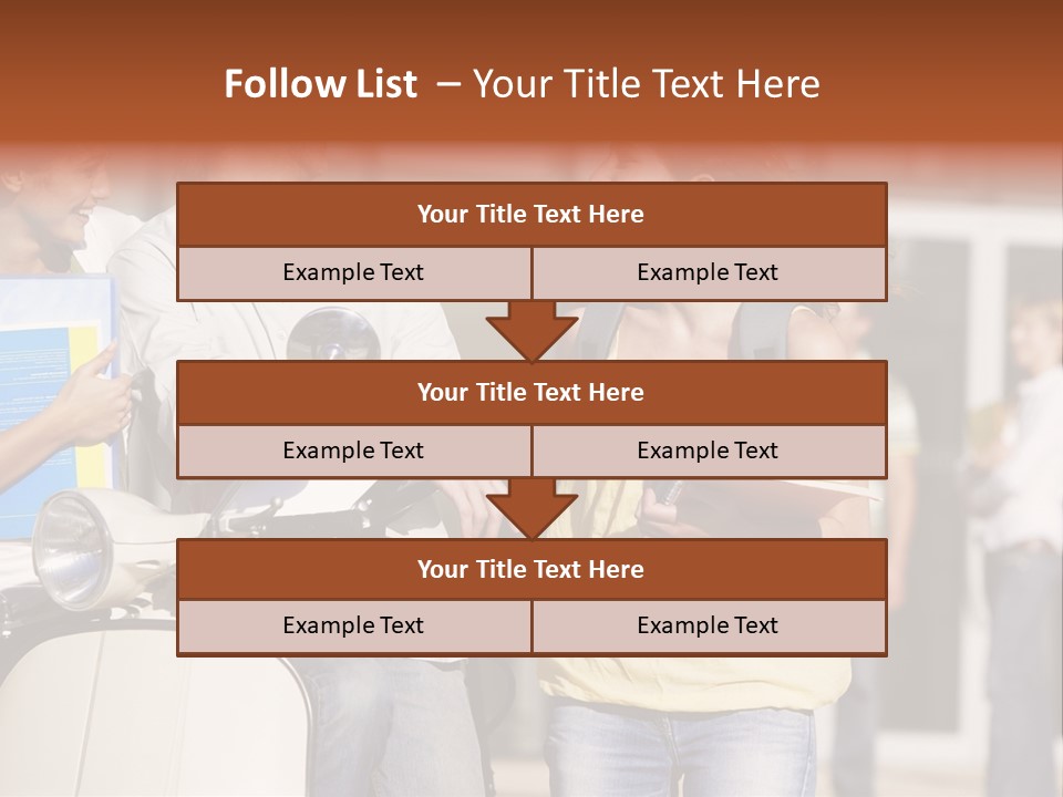 A Group Of People Standing Around A Scooter PowerPoint Template