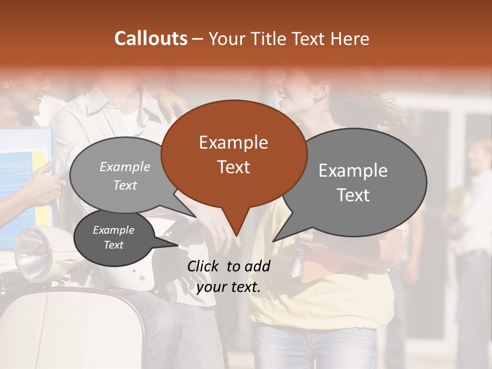 A Group Of People Standing Around A Scooter PowerPoint Template