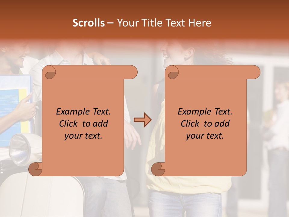 A Group Of People Standing Around A Scooter PowerPoint Template