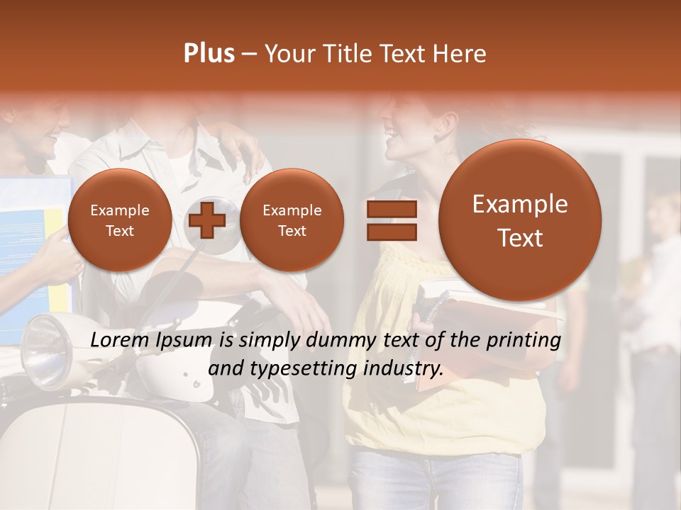 A Group Of People Standing Around A Scooter PowerPoint Template