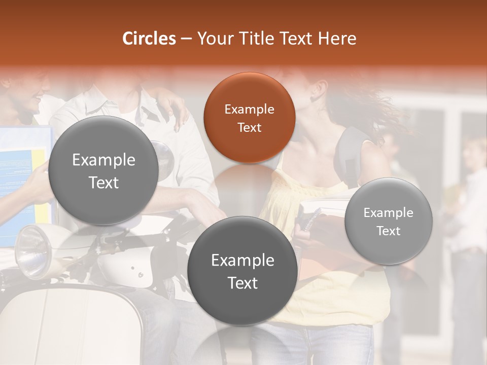 A Group Of People Standing Around A Scooter PowerPoint Template