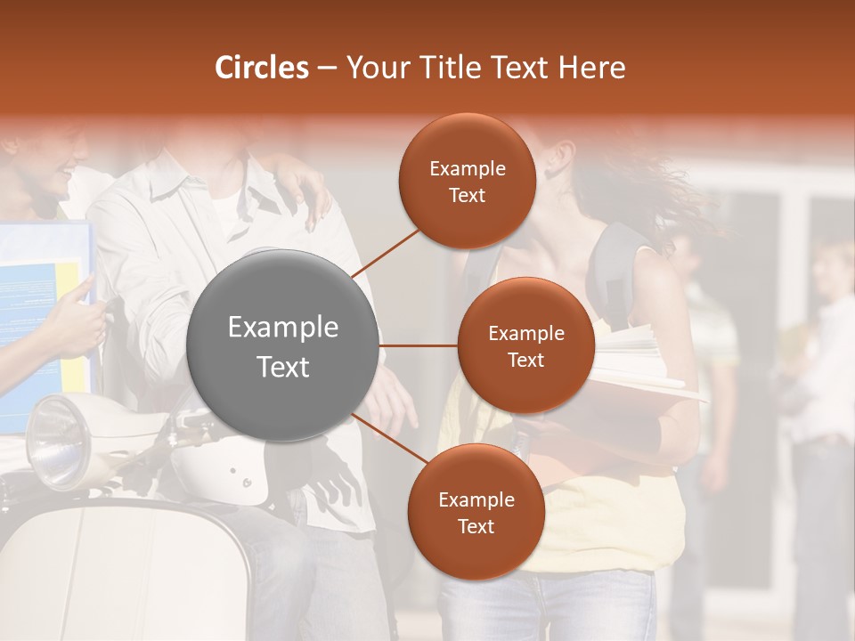 A Group Of People Standing Around A Scooter PowerPoint Template