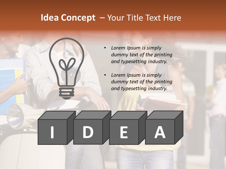 A Group Of People Standing Around A Scooter PowerPoint Template