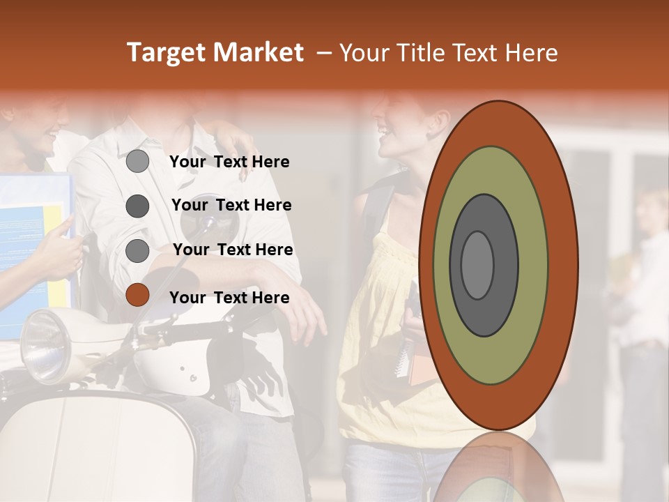 A Group Of People Standing Around A Scooter PowerPoint Template