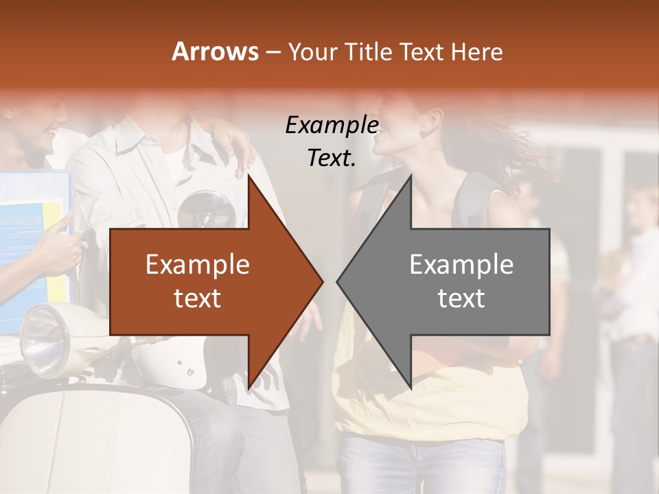 A Group Of People Standing Around A Scooter PowerPoint Template