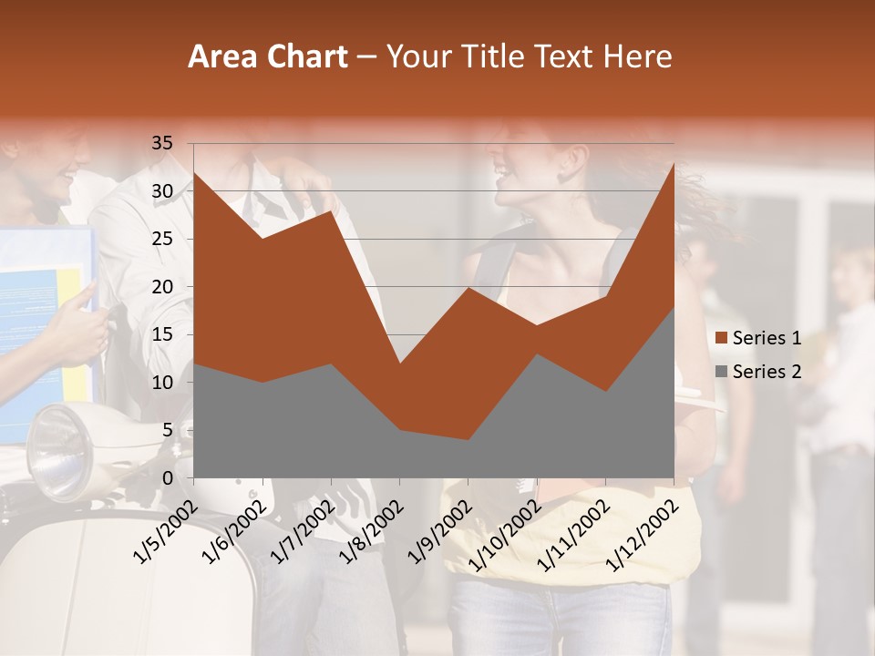 A Group Of People Standing Around A Scooter PowerPoint Template