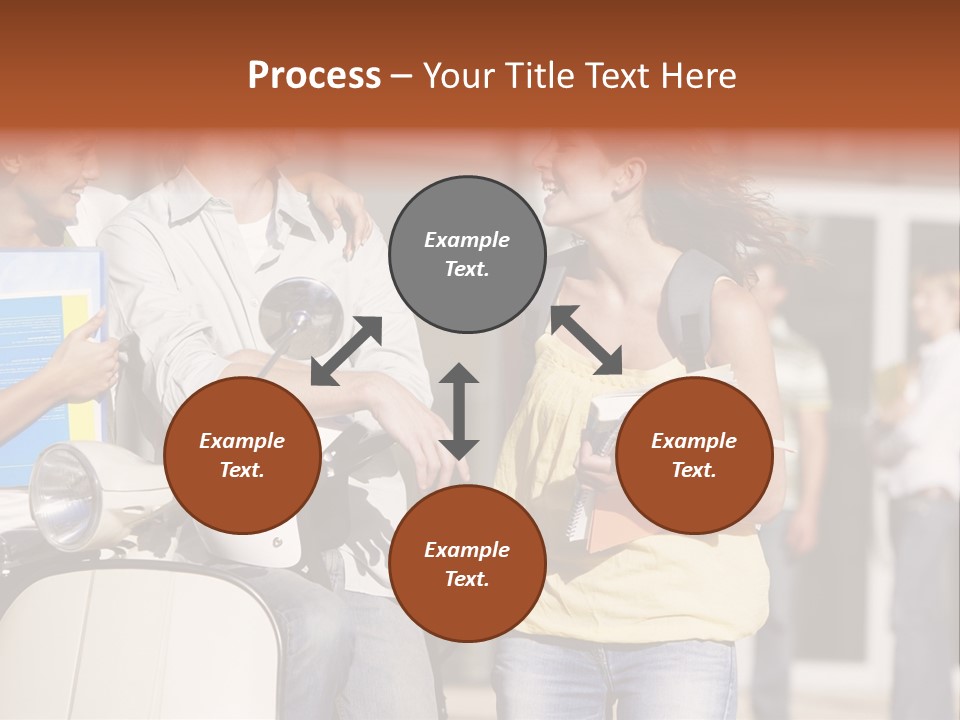 A Group Of People Standing Around A Scooter PowerPoint Template