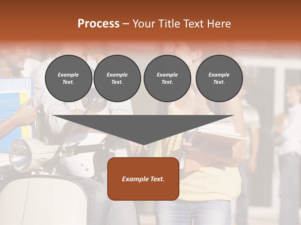 A Group Of People Standing Around A Scooter PowerPoint Template