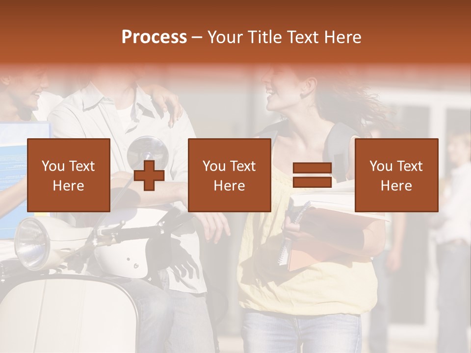A Group Of People Standing Around A Scooter PowerPoint Template