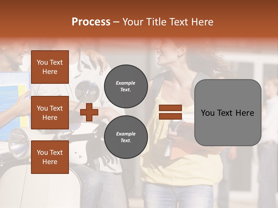 A Group Of People Standing Around A Scooter PowerPoint Template