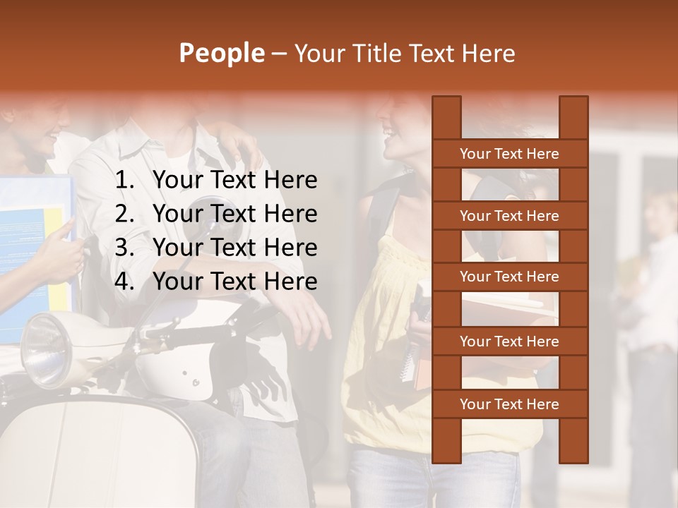 A Group Of People Standing Around A Scooter PowerPoint Template
