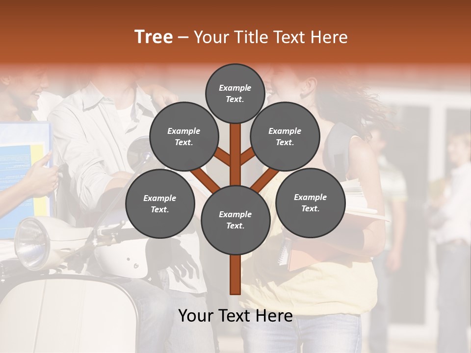 A Group Of People Standing Around A Scooter PowerPoint Template