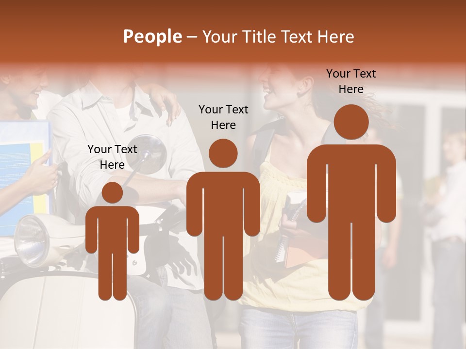 A Group Of People Standing Around A Scooter PowerPoint Template