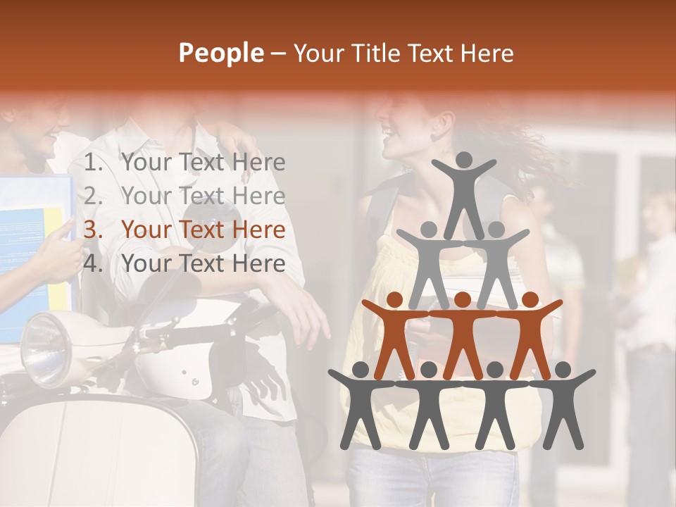 A Group Of People Standing Around A Scooter PowerPoint Template