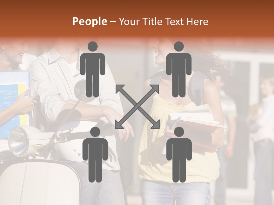 A Group Of People Standing Around A Scooter PowerPoint Template