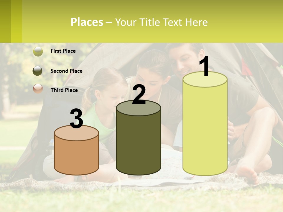 A Family Sitting In Front Of A Tent Reading A Book PowerPoint Template