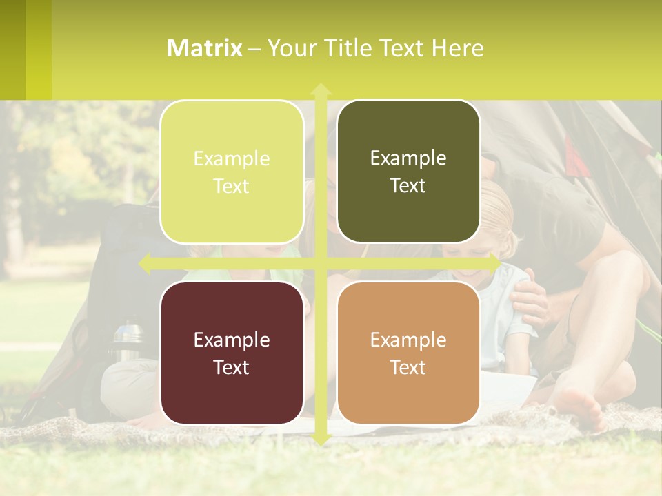 A Family Sitting In Front Of A Tent Reading A Book PowerPoint Template