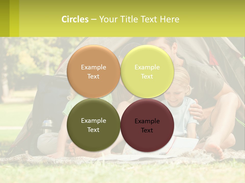 A Family Sitting In Front Of A Tent Reading A Book PowerPoint Template