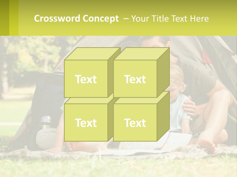 A Family Sitting In Front Of A Tent Reading A Book PowerPoint Template