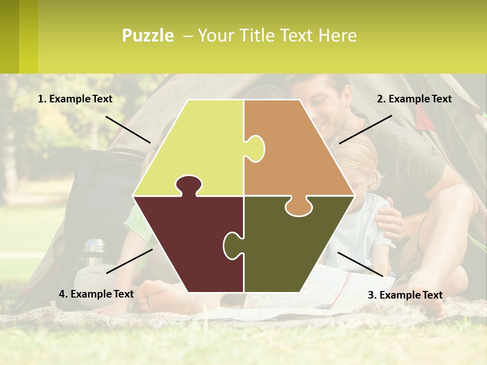 A Family Sitting In Front Of A Tent Reading A Book PowerPoint Template