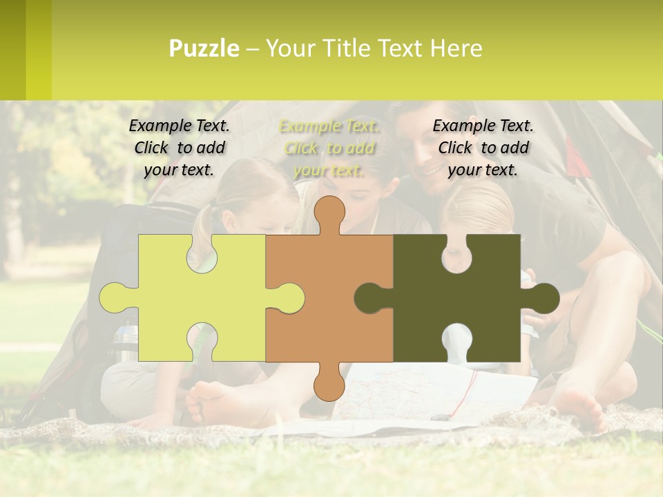 A Family Sitting In Front Of A Tent Reading A Book PowerPoint Template