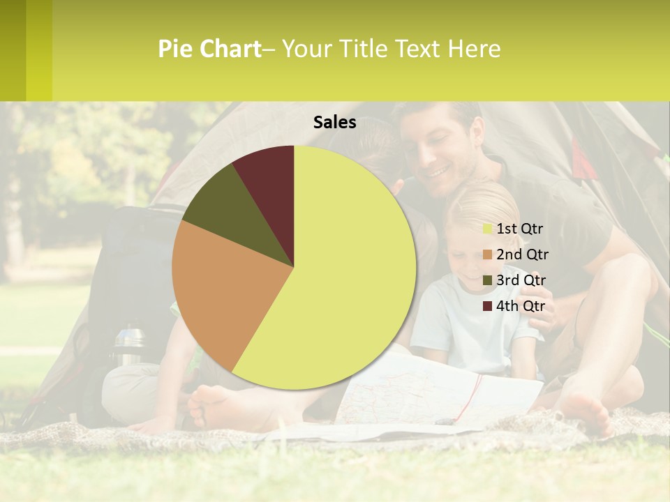 A Family Sitting In Front Of A Tent Reading A Book PowerPoint Template