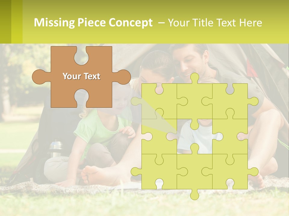 A Family Sitting In Front Of A Tent Reading A Book PowerPoint Template