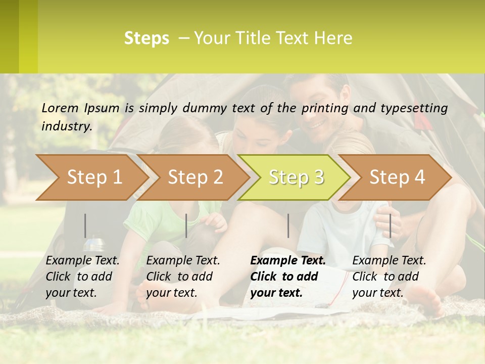 A Family Sitting In Front Of A Tent Reading A Book PowerPoint Template