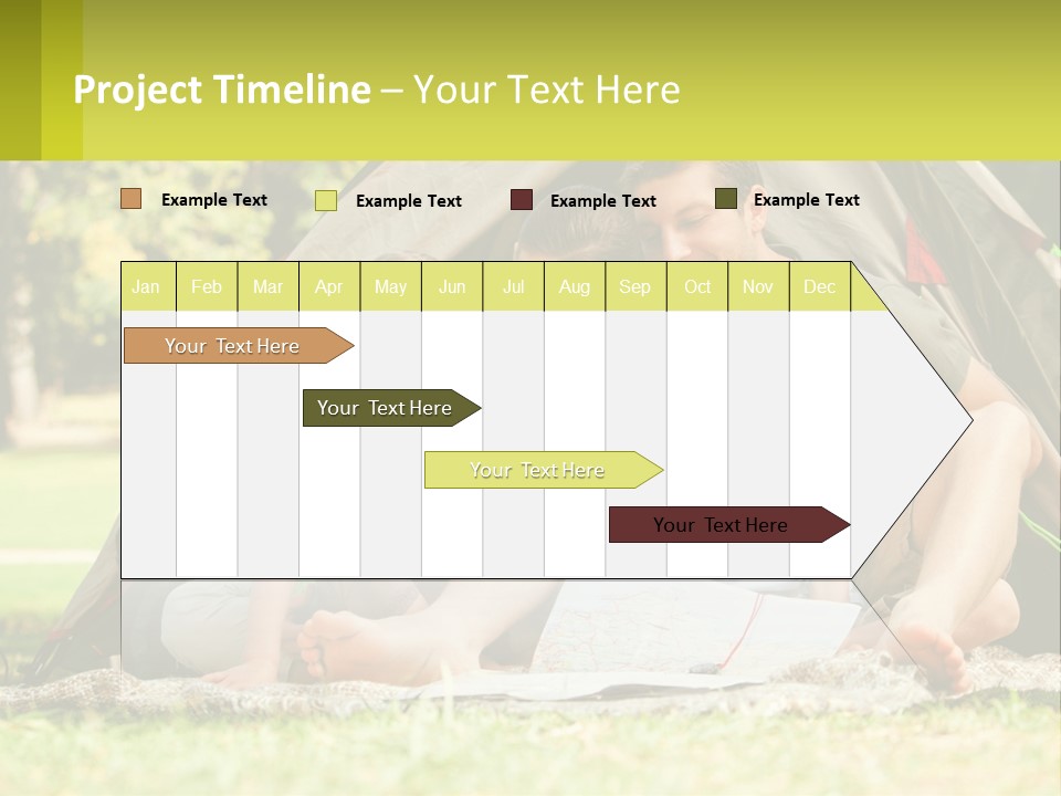 A Family Sitting In Front Of A Tent Reading A Book PowerPoint Template