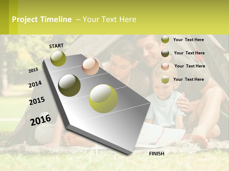 A Family Sitting In Front Of A Tent Reading A Book PowerPoint Template
