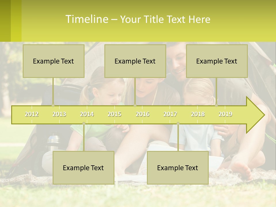 A Family Sitting In Front Of A Tent Reading A Book PowerPoint Template
