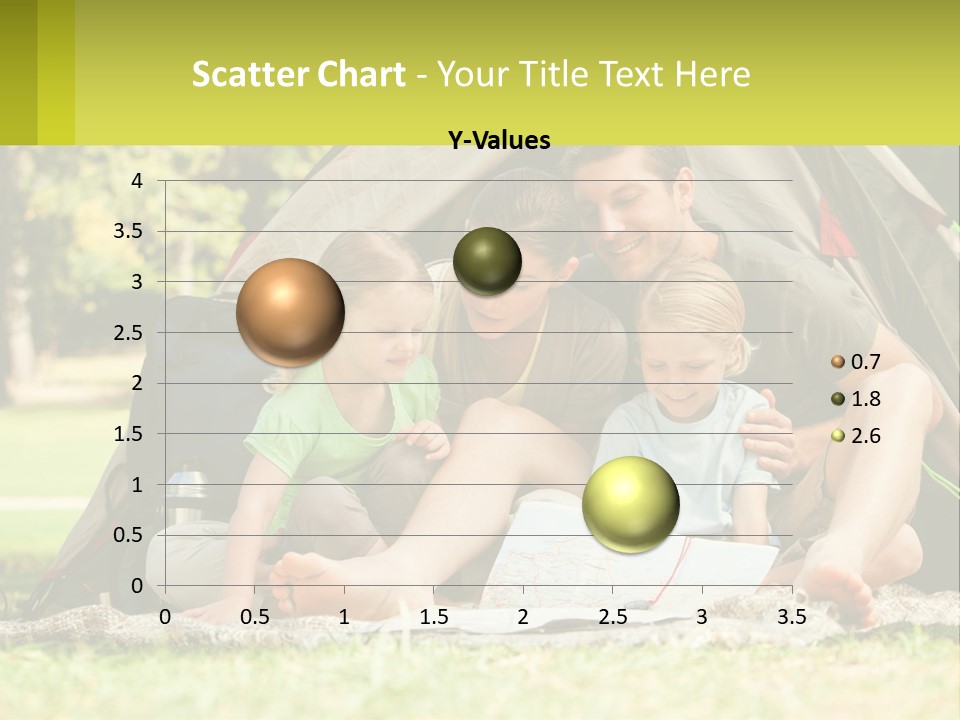 A Family Sitting In Front Of A Tent Reading A Book PowerPoint Template