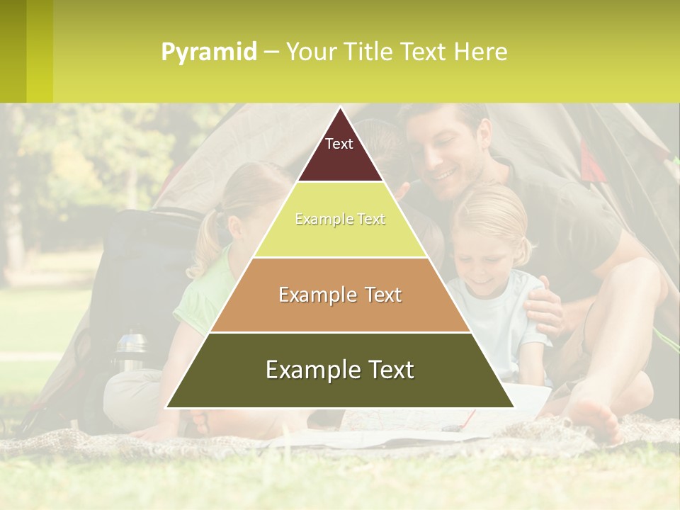 A Family Sitting In Front Of A Tent Reading A Book PowerPoint Template