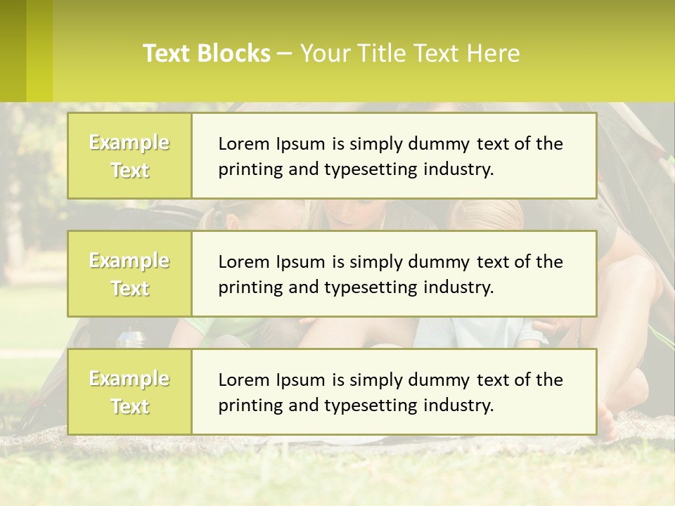 A Family Sitting In Front Of A Tent Reading A Book PowerPoint Template