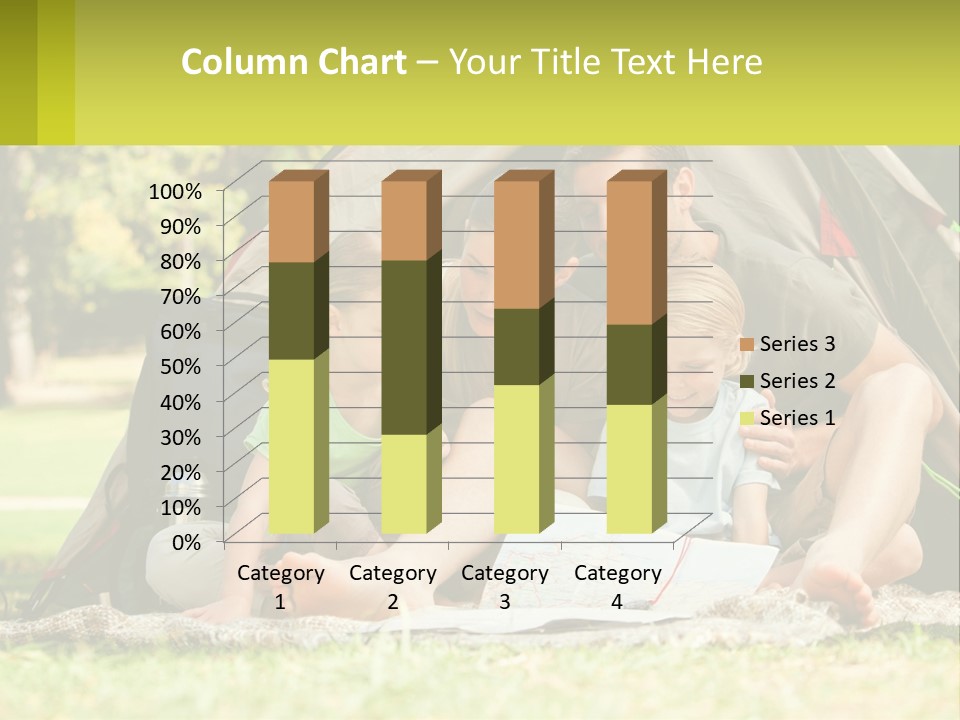 A Family Sitting In Front Of A Tent Reading A Book PowerPoint Template