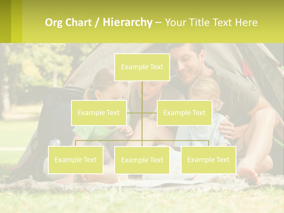 A Family Sitting In Front Of A Tent Reading A Book PowerPoint Template