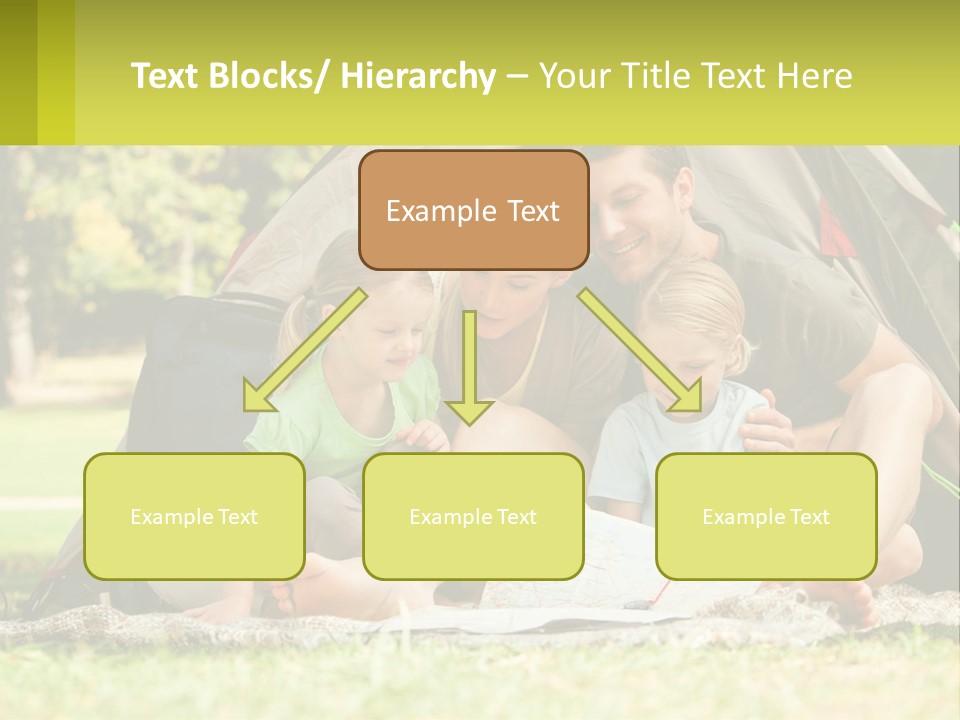 A Family Sitting In Front Of A Tent Reading A Book PowerPoint Template